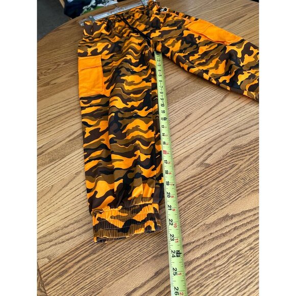Hera Collections Orange & Brown Camo Cargo Jogger Pants With Pockets - Unisex S - Picture 12 of 16